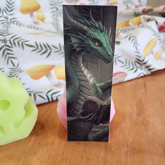 Book Dragon Fantasy Bookmark Mystical Creature Matte or Holographic Bookish Gift - Picture 3 of 5